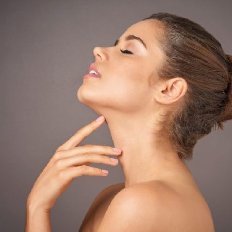 beauty woman skincare profile studio background dermatology cosmetics thinking foundation calm relaxing face model young person with minimal makeup flawless results scaled e1767451650371 aesthetic medical spa treatment McLean VA En Santé Med